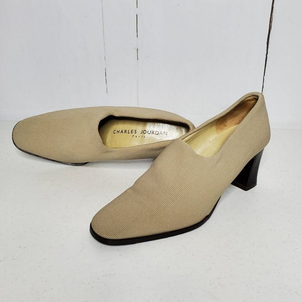 Charles Jourdan Paris Slip On Loafers Heels Vintage 6.5
